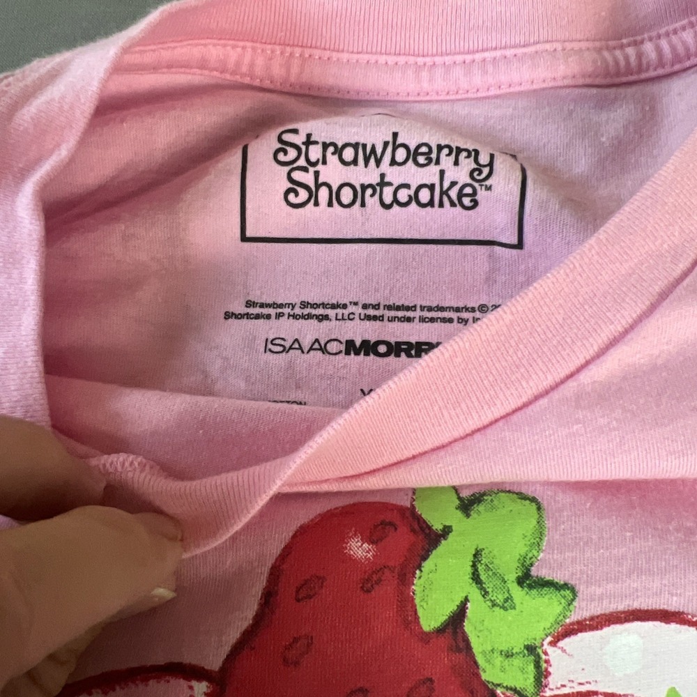 NWOT OFFICUAL Strawberry Shortcake Tshirt Pink XL Printed Both Side Custard Cat - Picture 4 of 6